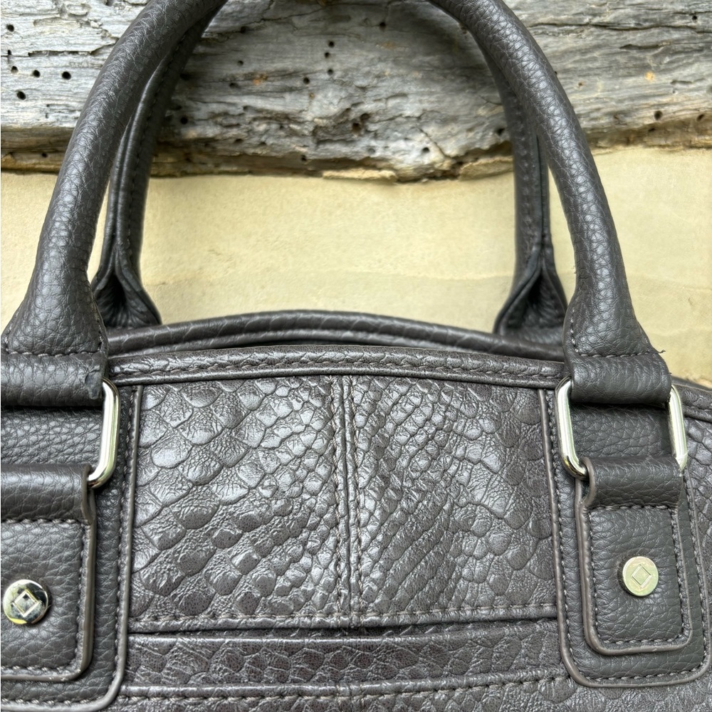 Jewell By Thirty One Gray Faux Reptile Skin Short Handle Tote and Clutch/Wallet - Picture 4 of 15